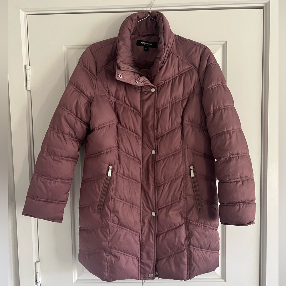 Kenneth Cole Quilted Puffer Jacket Dusty Rose Pink Womens.